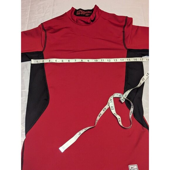 NIKE PRO COMBAT HYPERWARM LONG SLEEVE SHIRT RED BLACK FITTED MENS Size SMALL - Picture 7 of 13